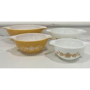 Vintage Pyrex Butterfly Gold Cinderella Nesting Mixing Bowls Set of 4